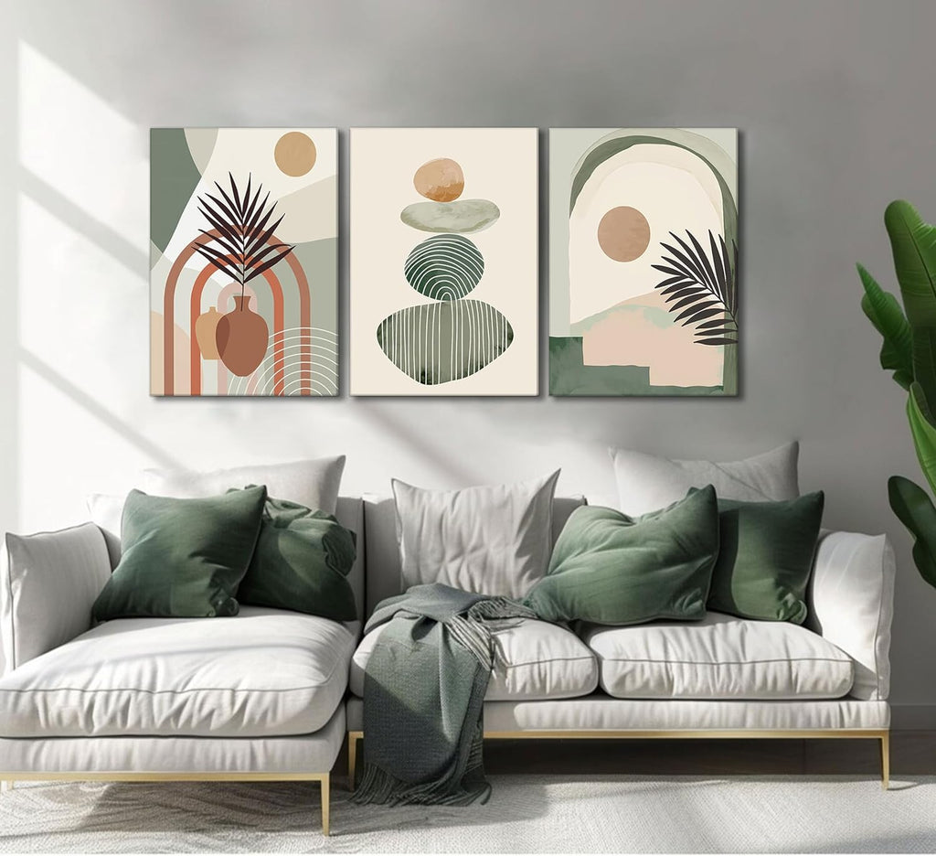 3 Pcs Boho Art Wall Decor Canvas Wall Art  Decor Stretched And Framed Ready To Hang Size 12 X 16in