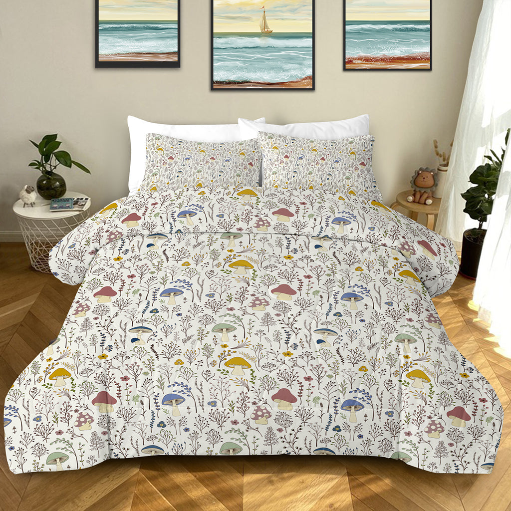 3 Pieces Mushroom Decoration Comforter Soft Bedding Set For Bedroom Decor Twin Full Queen King Size