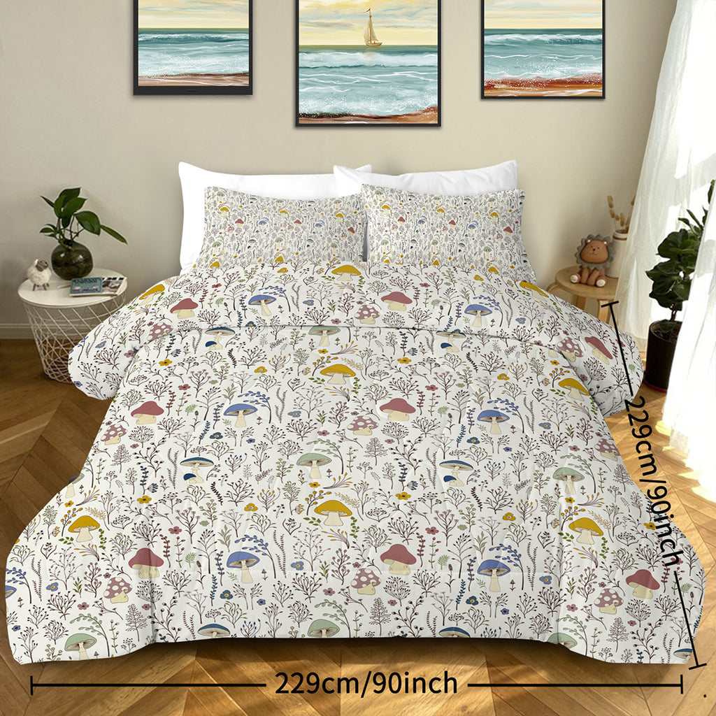 3 Pieces Mushroom Decoration Comforter Soft Bedding Set For Bedroom Decor Twin Full Queen King Size