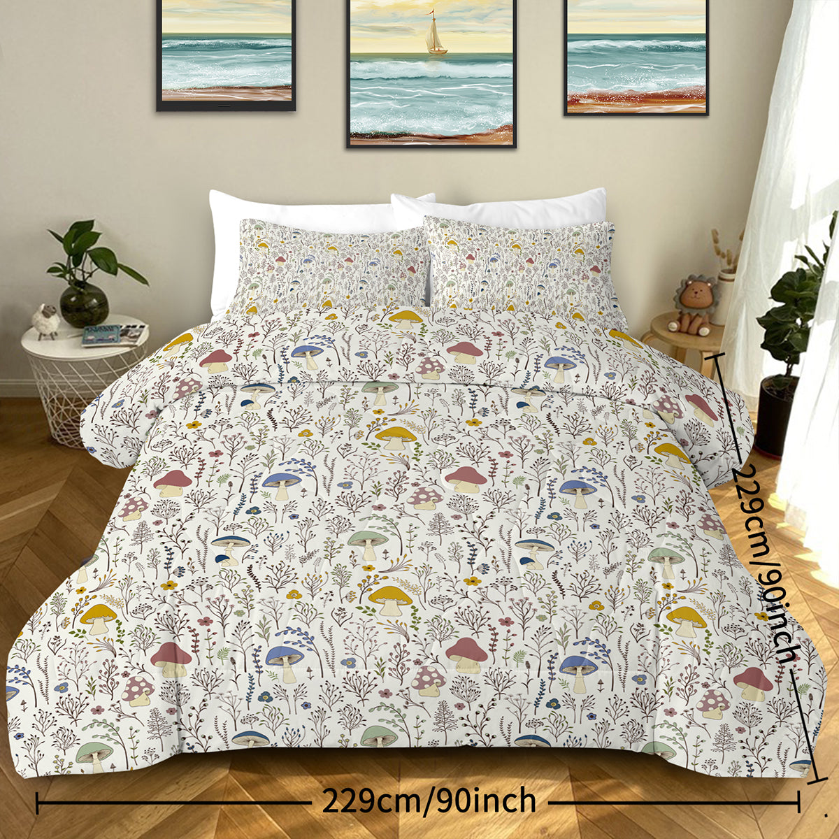 3 Pieces Mushroom Decoration Comforter Soft Bedding Set For Bedroom Decor Twin Full Queen King Size