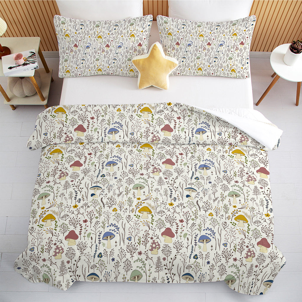 3 Pieces Mushroom Decoration Comforter Soft Bedding Set For Bedroom Decor Twin Full Queen King Size