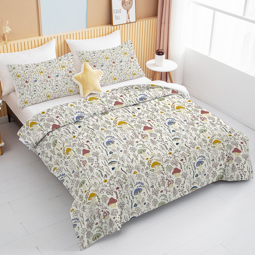 3 Pieces Mushroom Decoration Comforter Soft Bedding Set For Bedroom Decor Twin Full Queen King Size