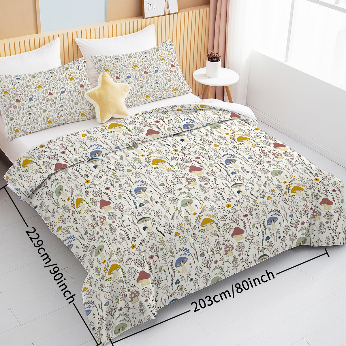 3 Pieces Mushroom Decoration Comforter Soft Bedding Set For Bedroom Decor Twin Full Queen King Size