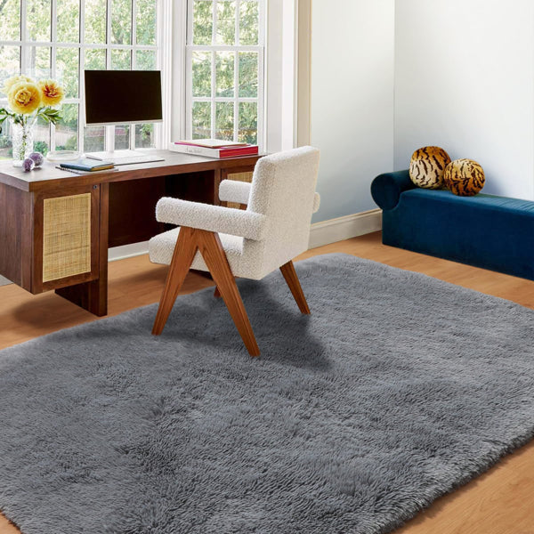 5ft X 8ft Rugs For Living Room,Grey Fluffy Carpet Large Fuzzy Plush Shag Comfy Soft, Non-Slip Indoor Floor Carpet,Room,Bedroom,Playroom, Home Decor Aesthetic
