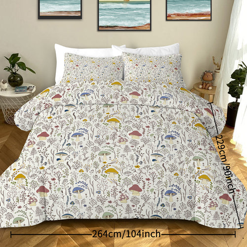 3 Pieces Mushroom Decoration Comforter Soft Bedding Set For Bedroom Decor Twin Full Queen King Size