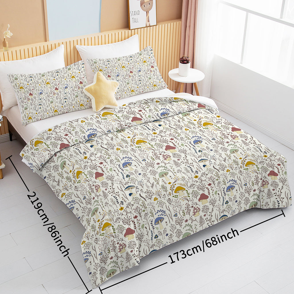 3 Pieces Mushroom Decoration Comforter Soft Bedding Set For Bedroom Decor Twin Full Queen King Size